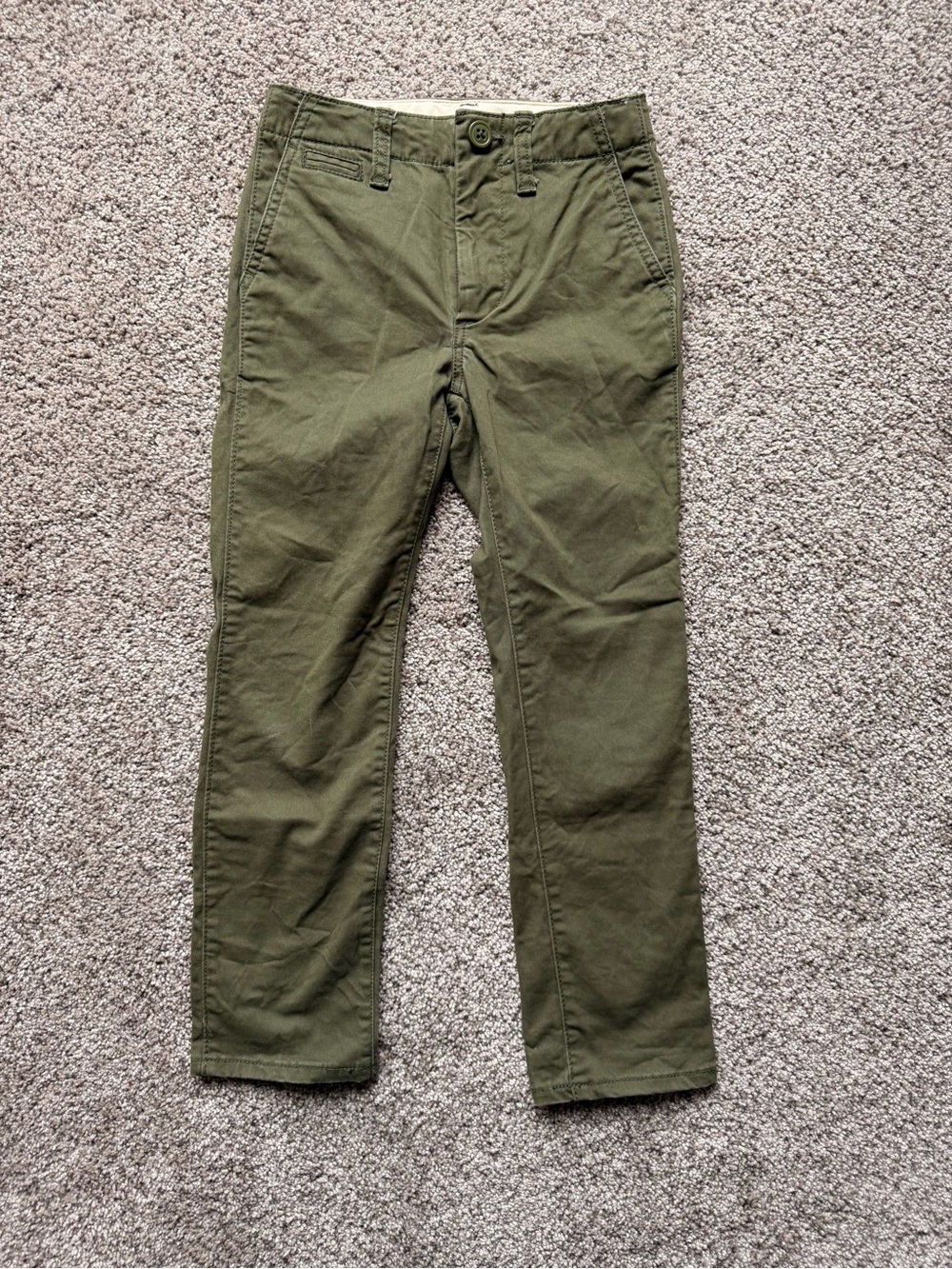 Boys GAP Olive Green Straight Leg Chinos 6 slim